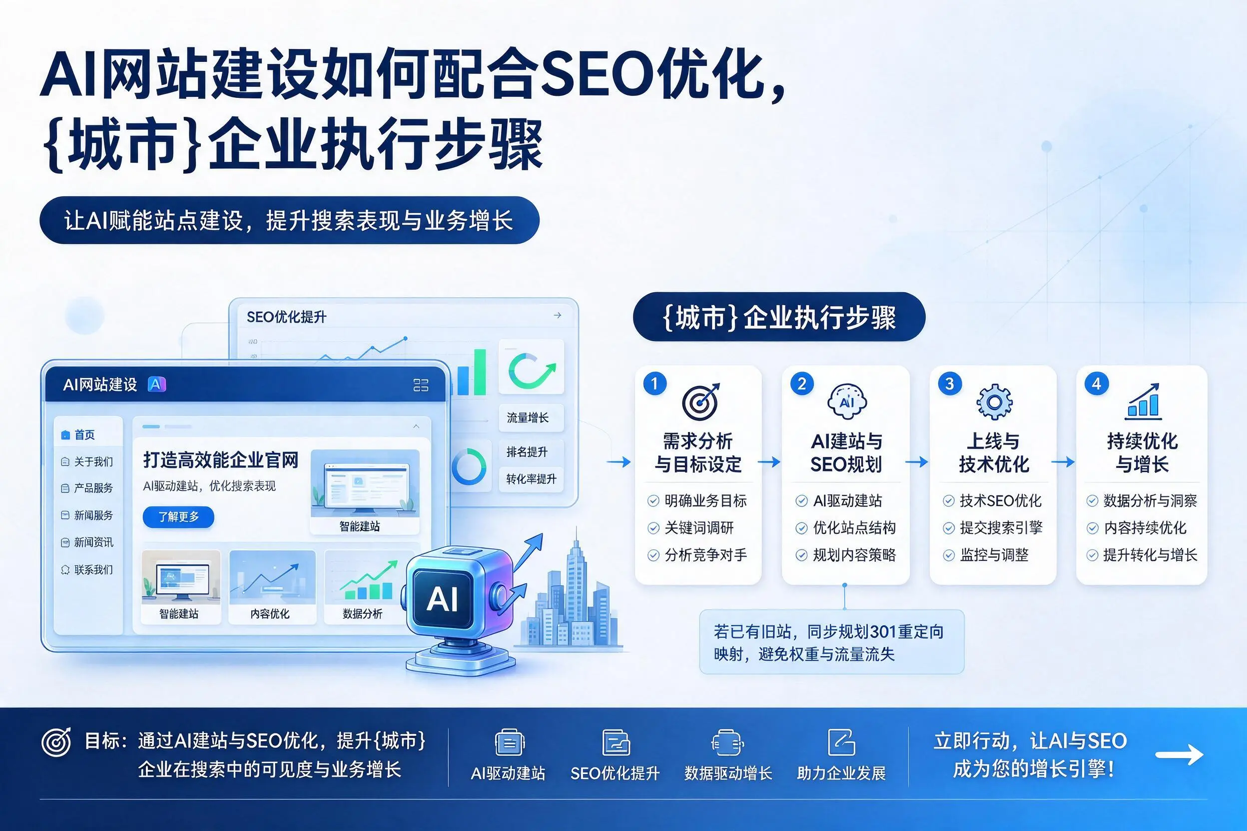 AI网站建设如何配合SEO优化,驻马店企业执行步骤